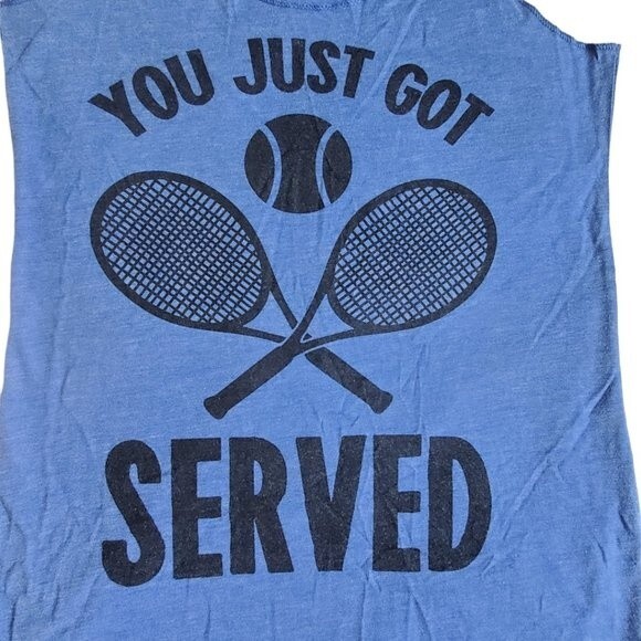 Next Level Apparel blue You Just Got Served tennis racerback tank top sz S - Picture 7 of 11